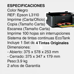 Impresora multifuncional EPSON L3110 Inyeccion Impresora Fotocopiadora Escaner