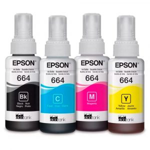 Kit de 4 Botellas de tinta para impresora Epson 664 de 70ml + Papel fotográfico