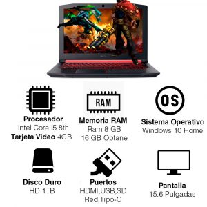 Portátil Gamer Acer Nitro Ci5 1tb 8gb + 16gb Optane Video 4gb