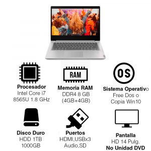 Portatil Lenovo S145 14iwl Core i7 8va 8gb 1tb Video 2gb 14