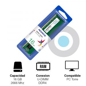 Memoria RAM 16gb Para Pc DDR4 2666 Adata U-DIMM PC de Torre